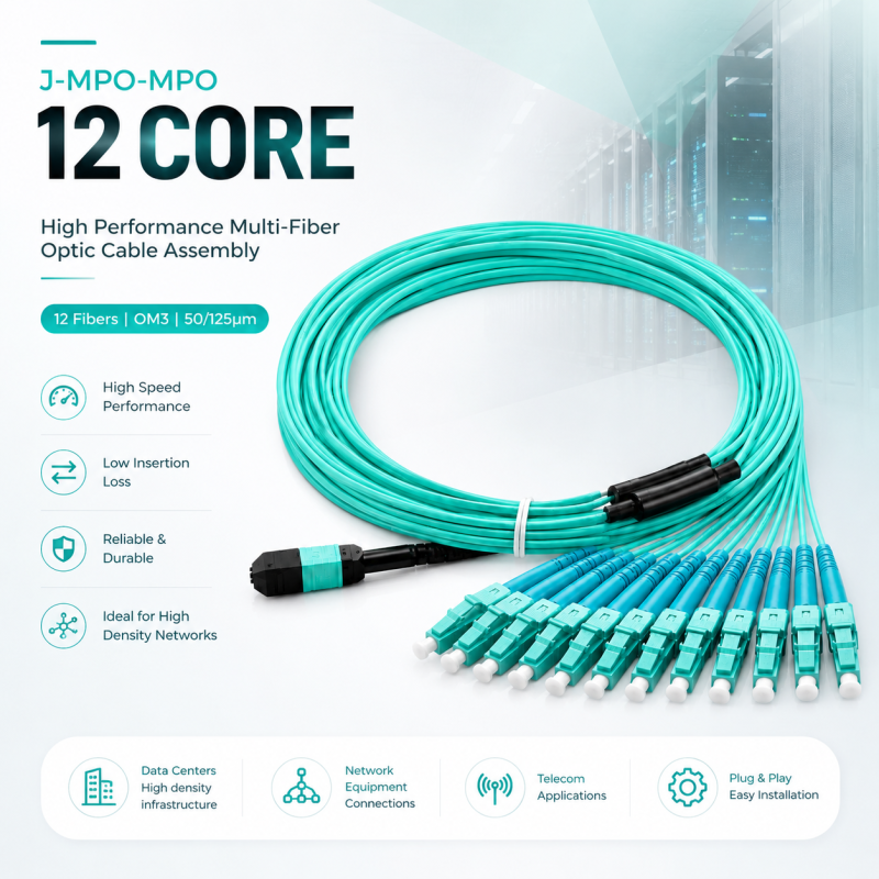 Fiber Optic Patch Cord Générique FIBER PATCH CARD MPO-LC OM4 12CORE 5M – vue 3