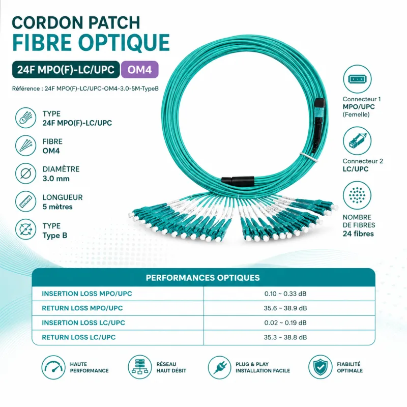 Cordon Patch Fibre Optique Générique J-MPO-LC 24CORE – vue 4