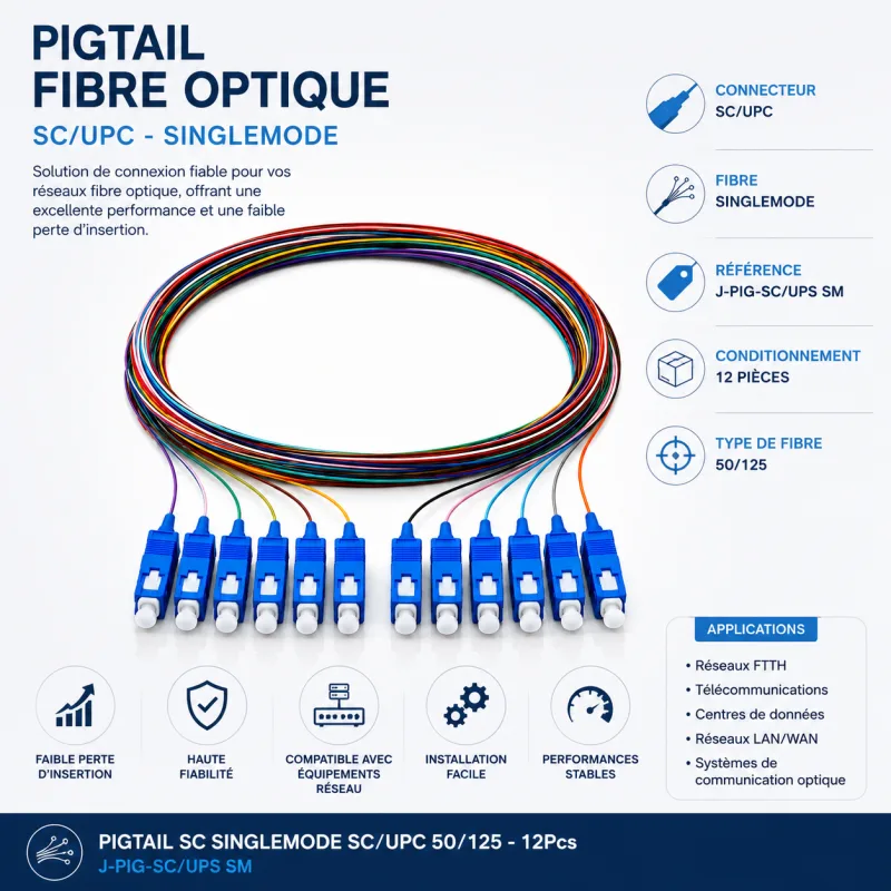 Pigtail Fibre Optique Générique J-PIG-SC/UPS SM – vue 4