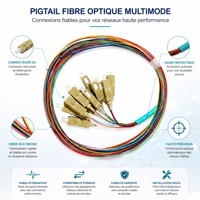 Pigtail fibre optique CableSolution SC/UPC – 0.9 mm – vue 3