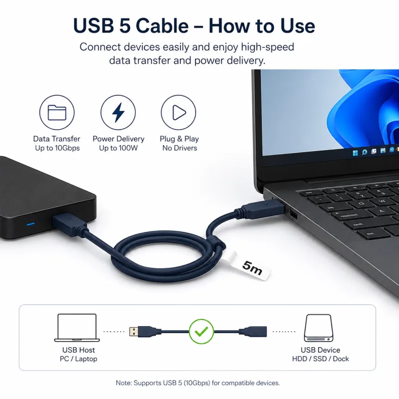 Câble d’extension USB CableSolution USB Extension Cable 5M – vue 2
