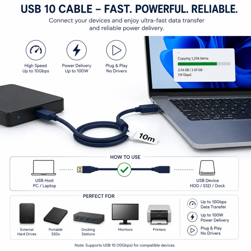 Câble d’extension USB CableSolution USB Extension Cable 10M – vue 2