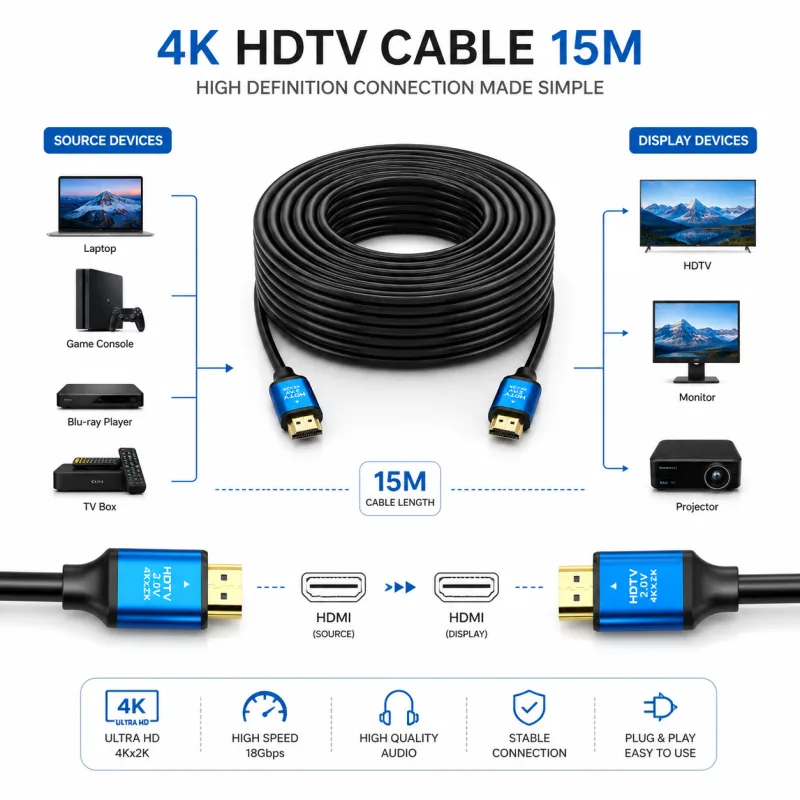 Câble HDTV 2.0 Premium High Speed Générique HDTV4K15 – vue 3