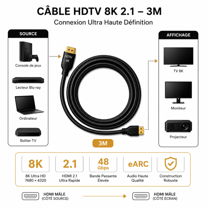 Audio & vidéo CableSolution HDTV OF8K3 – vue 3