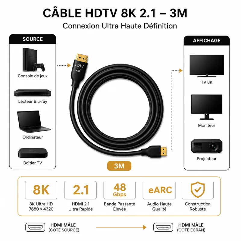 Audio & vidéo CableSolution HDTV OF8K3 – vue 3