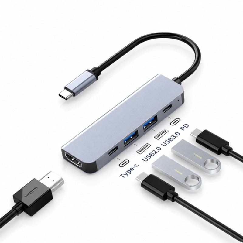 Adaptateur multifonction USB-C vers HDMI 5-en-1 Générique TYPE-C5IN1 – vue 2