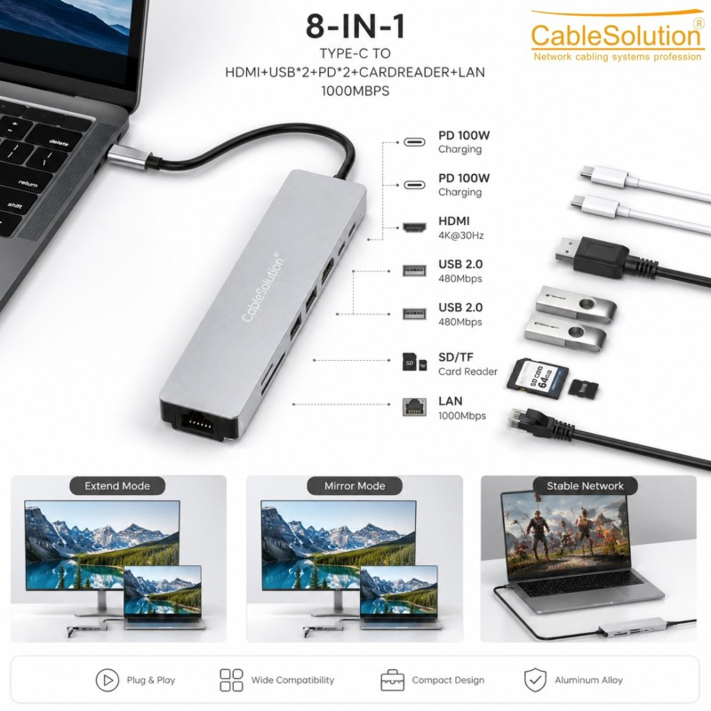 Hub & adapter CableSolution CS10020 – vue 2