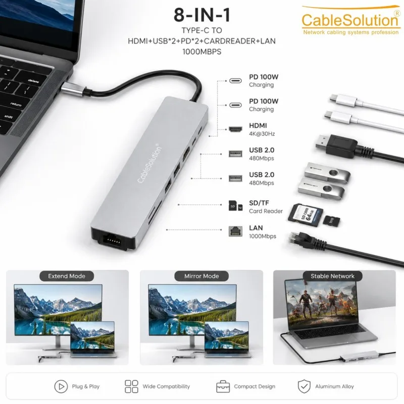 Hub & adapter CableSolution CS10020 – vue 2