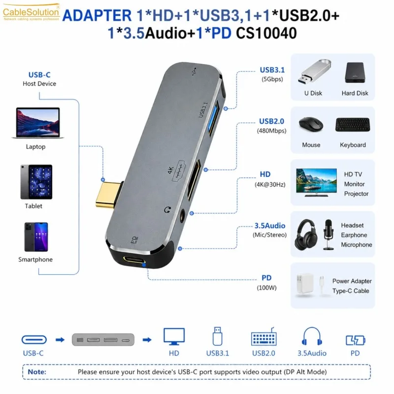 Hub & adapter CableSolution CS10040 – vue 3