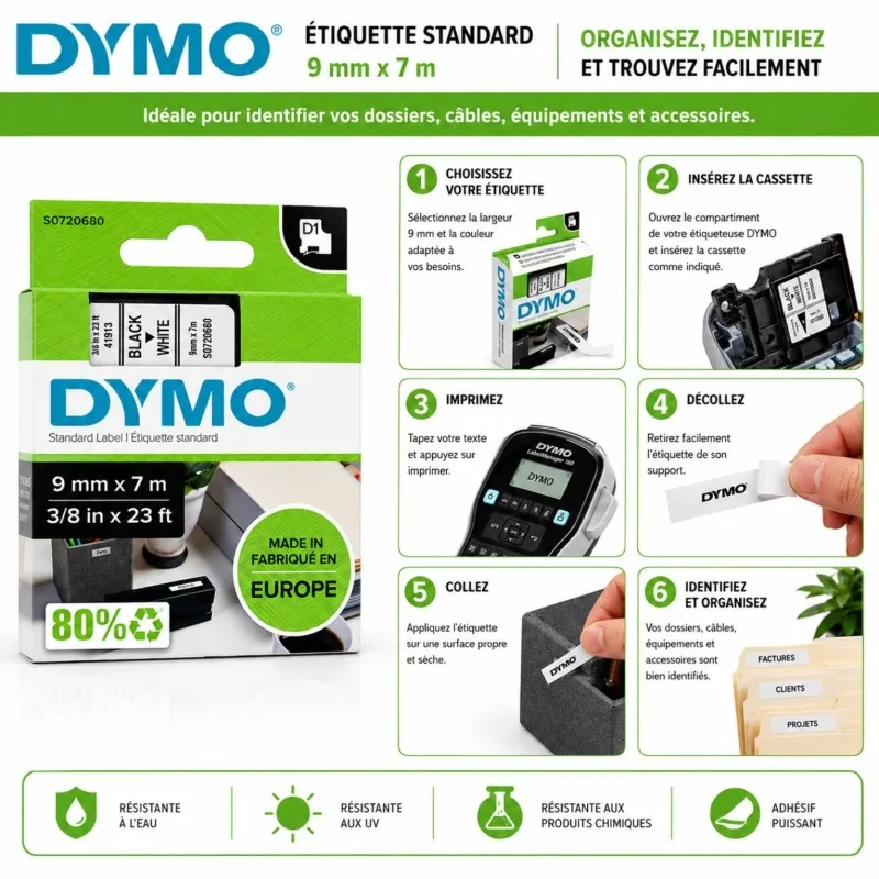 Ruban d'étiquetage DYMO D1 DYMO9 W – vue 2