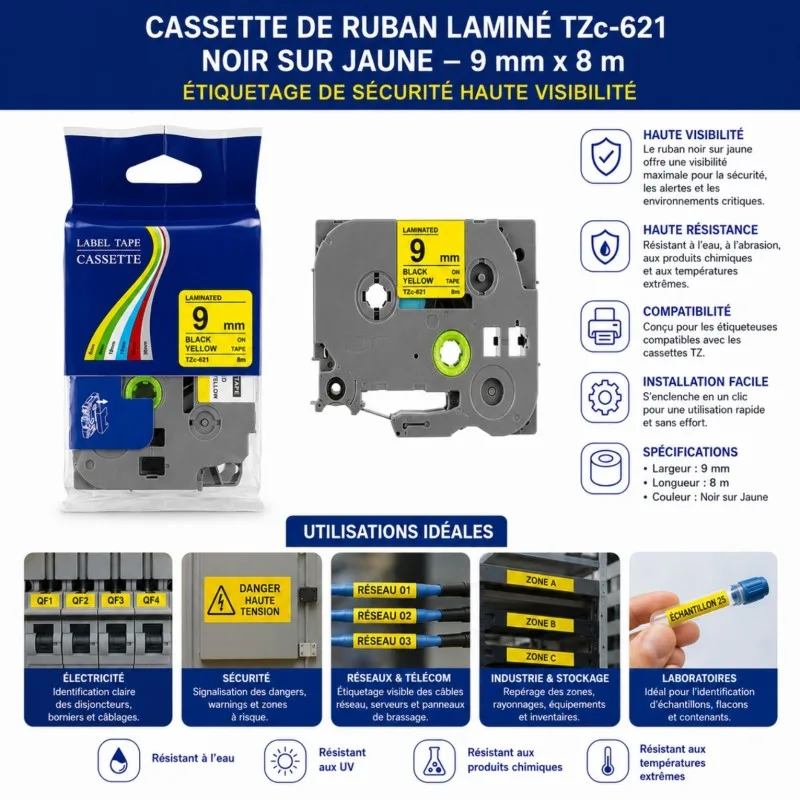 Cassette de ruban laminé TZc-621 Générique BRO9A – vue 3
