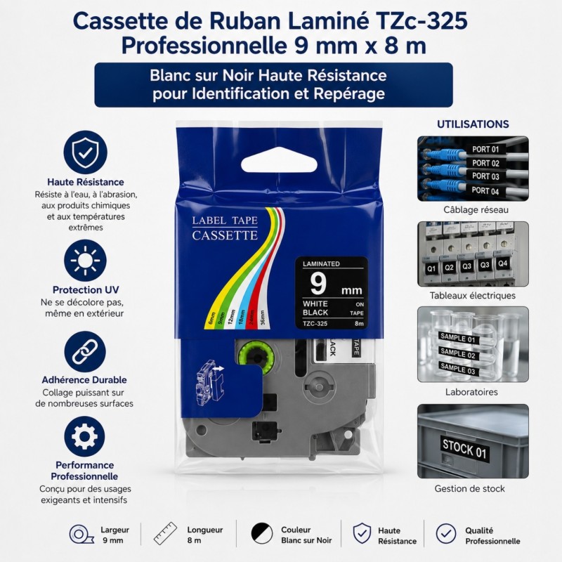 Cassette de Ruban Laminé TZc-325 Générique BRO9A – vue 3